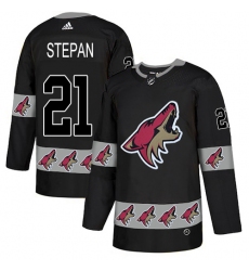 Men's Adidas Arizona Coyotes #21 Derek Stepan Authentic Black Team Logo Fashion NHL Jersey