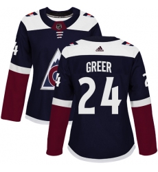Women's Adidas Colorado Avalanche #24 A.J. Greer Authentic Navy Blue Alternate NHL Jersey
