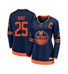Women's Edmonton Oilers #25 Darnell Nurse Authentic Navy Blue Alternate Fanatics Branded Breakaway Hockey Jersey