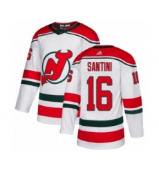 Men's Adidas New Jersey Devils #16 Steve Santini Authentic White Alternate NHL Jersey