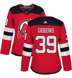Women's Adidas New Jersey Devils #39 Brian Gibbons Authentic Red Home NHL Jersey