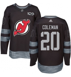 Men's Adidas New Jersey Devils #20 Blake Coleman Authentic Black 1917-2017 100th Anniversary NHL Jersey