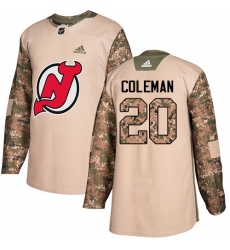 Youth Adidas New Jersey Devils #20 Blake Coleman Authentic Camo Veterans Day Practice NHL Jersey