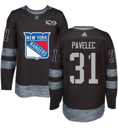 Men's Adidas New York Rangers #31 Ondrej Pavelec Authentic Black 1917-2017 100th Anniversary NHL Jersey