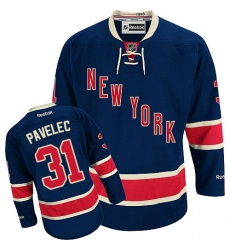 Women's Reebok New York Rangers #31 Ondrej Pavelec Authentic Navy Blue Third NHL Jersey