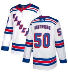 Men's Adidas New York Rangers #50 Lias Andersson Authentic White Away NHL Jersey