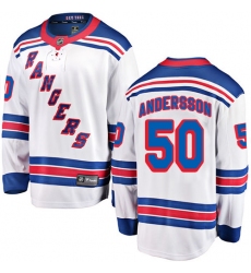 Men's New York Rangers #50 Lias Andersson Fanatics Branded White Away Breakaway NHL Jersey