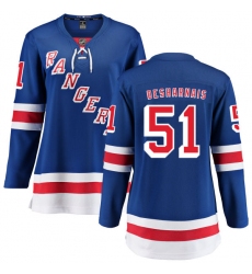 Women's New York Rangers #51 David Desharnais Fanatics Branded Royal Blue Home Breakaway NHL Jersey