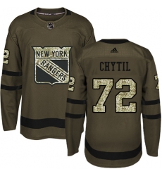 Youth Adidas New York Rangers #72 Filip Chytil Premier Green Salute to Service NHL Jersey