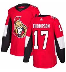 Men's Adidas Ottawa Senators #17 Nate Thompson Premier Red Home NHL Jersey