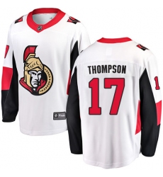 Youth Ottawa Senators #17 Nate Thompson Fanatics Branded White Away Breakaway NHL Jersey