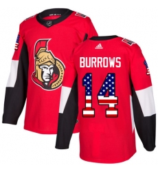 Men's Adidas Ottawa Senators #14 Alexandre Burrows Authentic Red USA Flag Fashion NHL Jersey
