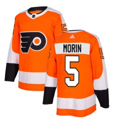 Men's Adidas Philadelphia Flyers #5 Samuel Morin Premier Orange Home NHL Jersey