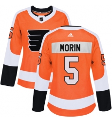 Women's Adidas Philadelphia Flyers #5 Samuel Morin Premier Orange Home NHL Jersey