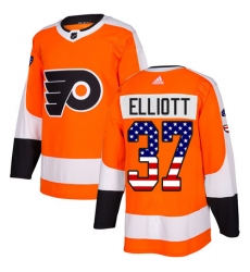 Youth Adidas Philadelphia Flyers #37 Brian Elliott Authentic Orange USA Flag Fashion NHL Jersey