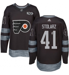 Men's Adidas Philadelphia Flyers #41 Anthony Stolarz Authentic Black 1917-2017 100th Anniversary NHL Jersey