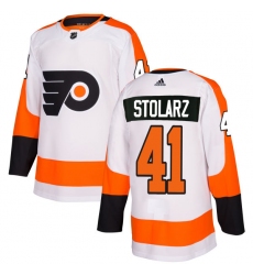 Men's Adidas Philadelphia Flyers #41 Anthony Stolarz Authentic White Away NHL Jersey