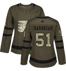 Women's Adidas Philadelphia Flyers #51 Cole Bardreau Authentic Green Salute to Service NHL Jersey