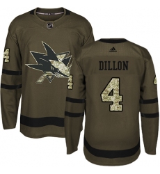 Men's Adidas San Jose Sharks #4 Brenden Dillon Authentic Green Salute to Service NHL Jersey