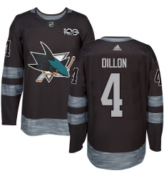 Men's Adidas San Jose Sharks #4 Brenden Dillon Premier Black 1917-2017 100th Anniversary NHL Jersey