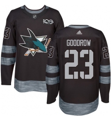 Men's Adidas San Jose Sharks #23 Barclay Goodrow Premier Black 1917-2017 100th Anniversary NHL Jersey