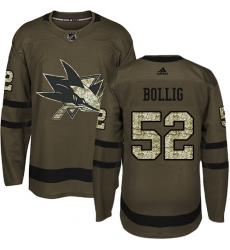 Youth Adidas San Jose Sharks #52 Brandon Bollig Authentic Green Salute to Service NHL Jersey