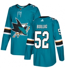 Youth Adidas San Jose Sharks #52 Brandon Bollig Authentic Teal Green Home NHL Jersey