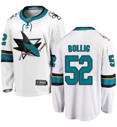 Youth San Jose Sharks #52 Brandon Bollig Fanatics Branded White Away Breakaway NHL Jersey