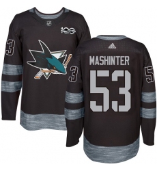 Men's Adidas San Jose Sharks #53 Brandon Mashinter Premier Black 1917-2017 100th Anniversary NHL Jersey