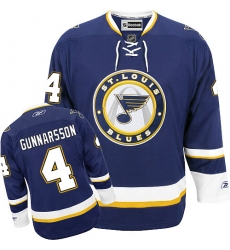 Men's Reebok St. Louis Blues #4 Carl Gunnarsson Premier Navy Blue Third NHL Jersey