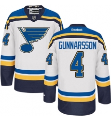 Women's Reebok St. Louis Blues #4 Carl Gunnarsson Authentic White Away NHL Jersey