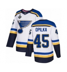 Youth St. Louis Blues #45 Luke Opilka Authentic White Away 2019 Stanley Cup Final Bound Hockey Jersey