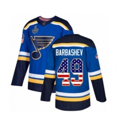 Men's St. Louis Blues #49 Ivan Barbashev Authentic Blue USA Flag Fashion 2019 Stanley Cup Final Bound Hockey Jersey