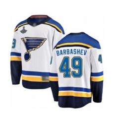 Men's St. Louis Blues #49 Ivan Barbashev Fanatics Branded White Away Breakaway 2019 Stanley Cup Champions Hockey Jersey