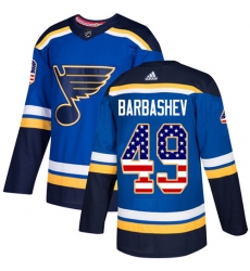 Youth Adidas St. Louis Blues #49 Ivan Barbashev Authentic Blue USA Flag Fashion NHL Jersey