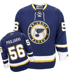 Women's Reebok St. Louis Blues #56 Magnus Paajarvi Premier Navy Blue Third NHL Jersey