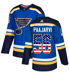 Youth Adidas St. Louis Blues #56 Magnus Paajarvi Authentic Blue USA Flag Fashion NHL Jersey