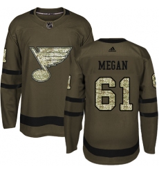 Men's Adidas St. Louis Blues #61 Wade Megan Premier Green Salute to Service NHL Jersey