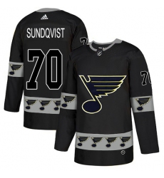 Men's Adidas St. Louis Blues #70 Oskar Sundqvist Authentic Black Team Logo Fashion NHL Jersey
