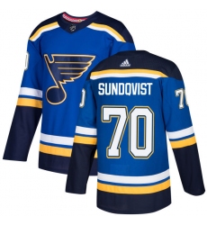 Men's Adidas St. Louis Blues #70 Oskar Sundqvist Authentic Royal Blue Home NHL Jersey