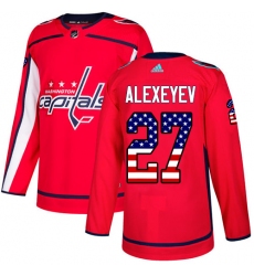 Youth Adidas Washington Capitals #27 Alexander Alexeyev Authentic Red USA Flag Fashion NHL Jersey