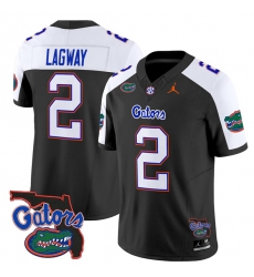 Men's Florida Gators #2 DJ Lagway Black Alternate 2024 F.U.S.E. Florida Patch Vapor Limited Stitched Football Jersey
