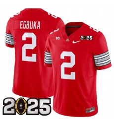 Men's Ohio State Buckeyes #2 Emeka Egbuka Red 2025 CFP Final F.U.S.E. Vapor Limited Stitched Football Jersey