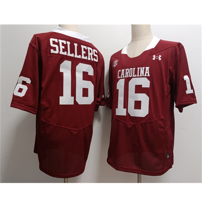 Mens South Carolina Fighting Gamecocks #16 LaNorris Sellers Garnet Stitched Jersey