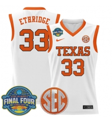 Men's Texas Longhorns #33 Kamie Ethridge White 2025 Sec Women’s Final Four Stitched Basketball Jersey