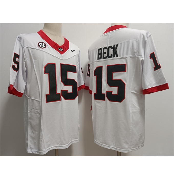 Georgia Bulldogs #15 Carson Beck White Stitched Jersey
