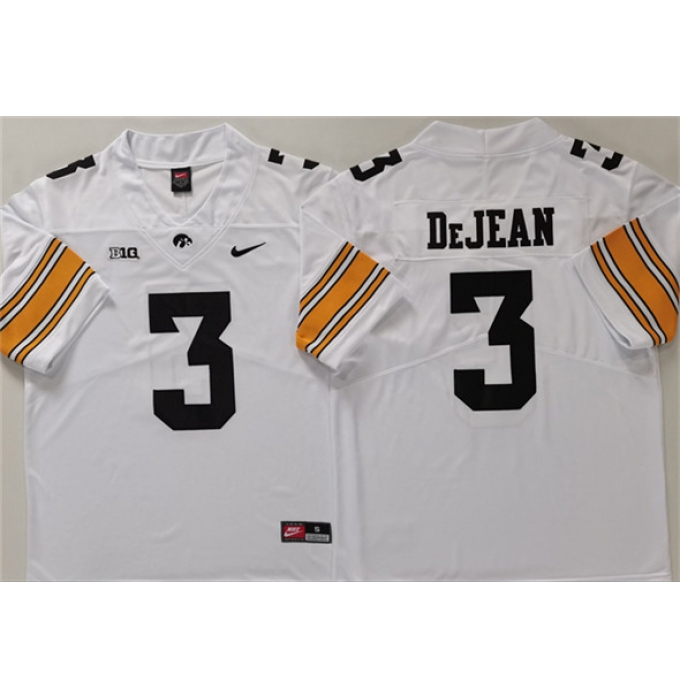 Men's Iowa Hawkeyes #3 Cooper DeJean White Stitched Jersey