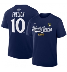 Men's Milwaukee Brewers #10 Sal Frelick Navy 2026 World Series Name & Number T-Shirt