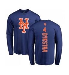 MLB Nike New York Mets #4 Lenny Dykstra Royal Blue Backer Long Sleeve T-Shirt