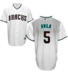 Men's Majestic Arizona Diamondbacks #5 Alex Avila Authentic White/Capri Cool Base MLB Jersey